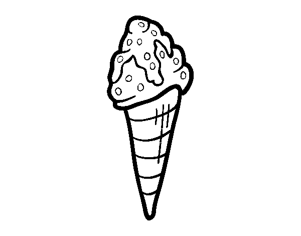 Dibujo de Cucurucho helado con topping para Colorear