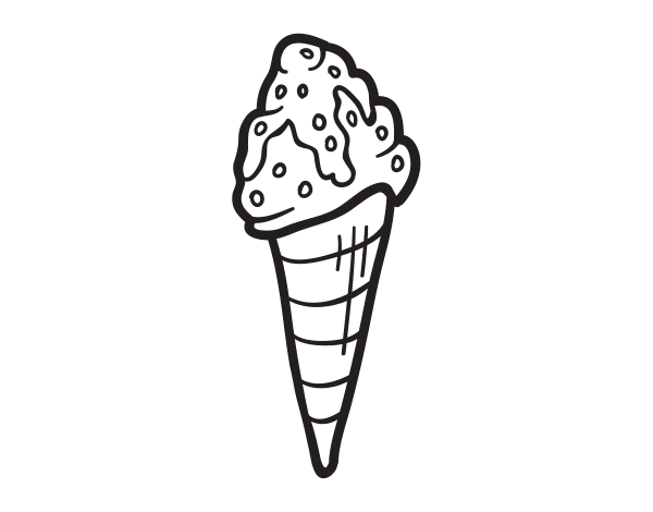 Dibujo de Cucurucho helado con topping para Colorear 