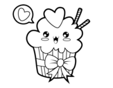 Dibujo de Cupcake kawaii con lazo