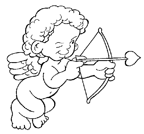 Dibujo de Cupido apuntando con la flecha para Colorear