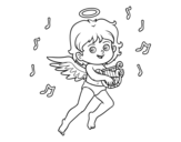 Dibujo de Cupido tocando el arpa