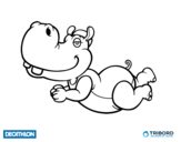 Dibujo de Decathlon - Hipopótamo nadador para colorear