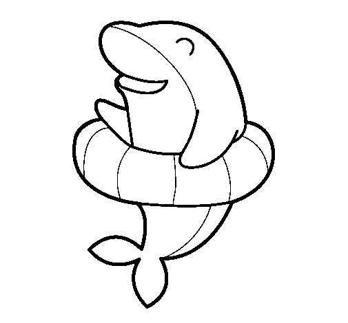 Dibujo de Delfín con flotador para Colorear