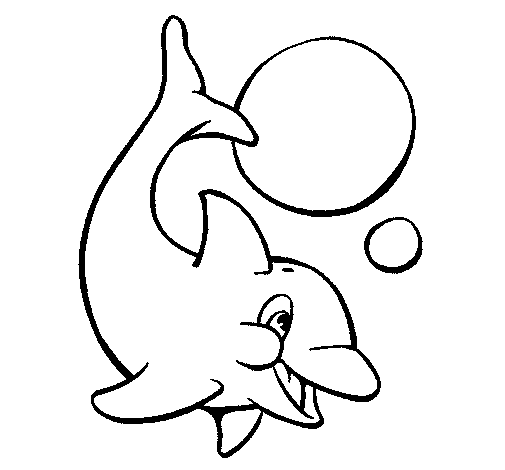 Dibujo de Delfín jugando con una pelota 1 para Colorear