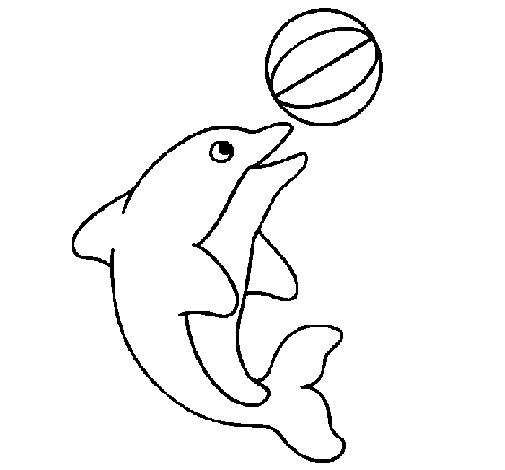 Dibujo de Delfín jugando con una pelota para Colorear
