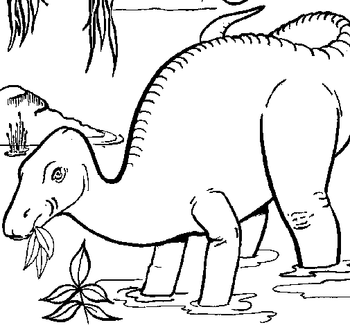 Dibujo de Dinosaurio comiendo para Colorear 