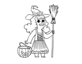 Dibujo de Disfraz de bruja de Halloween para colorear