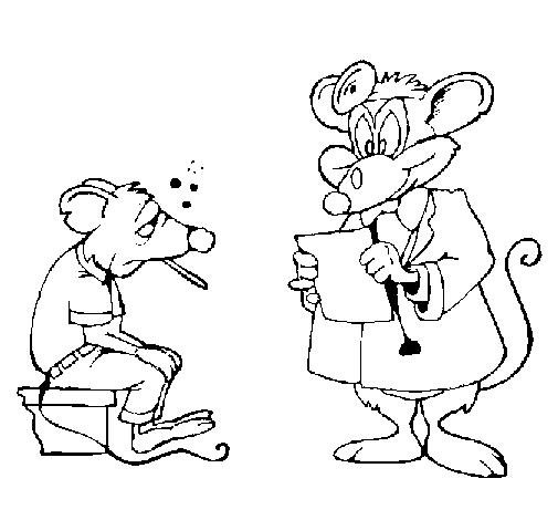Dibujo de Doctor y paciente ratón para Colorear