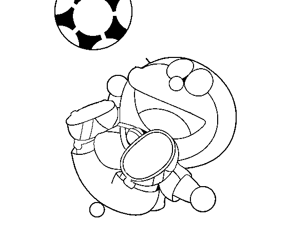 Dibujo de Doraemon futbolista para Colorear