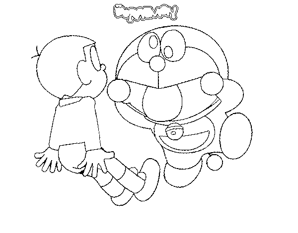 Dibujo de Doraemon y Nobita para Colorear