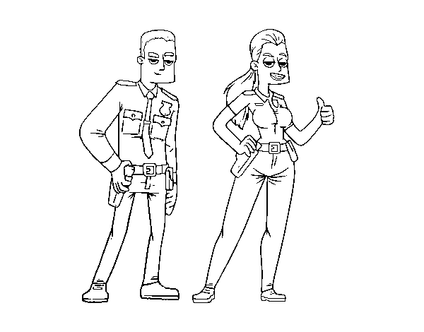 Dibujo de Dos policías para Colorear