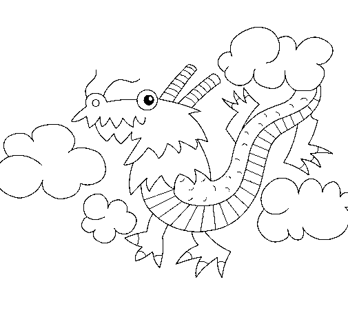 Dibujo de Dragón chino 1 para Colorear