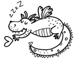 Dibujo de Dragón infantil durmiendo para colorear