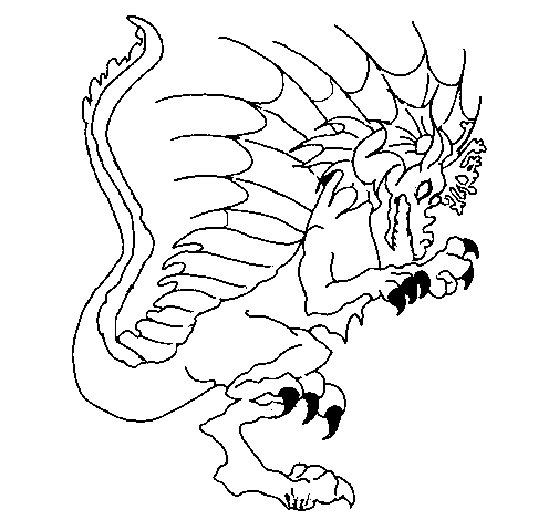 Dibujo de Dragón sacando las garras para Colorear