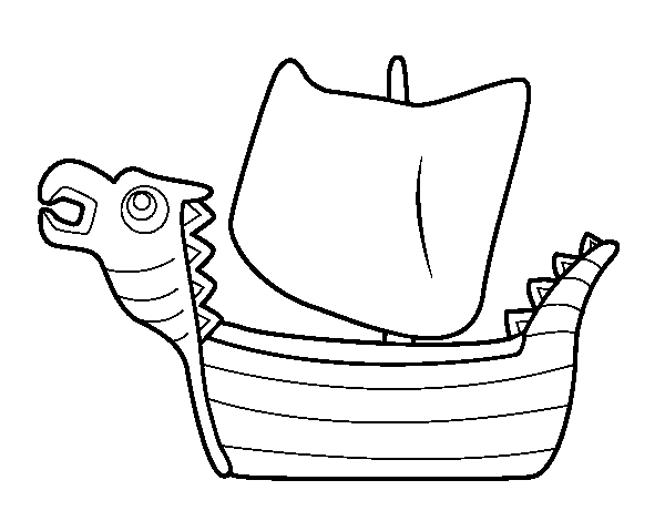Dibujo de Drakken, barco vikingo para Colorear