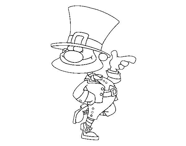 Dibujo de Duende con sombrero de copa para Colorear
