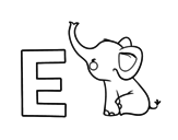 Dibujo de E de Elefante para colorear