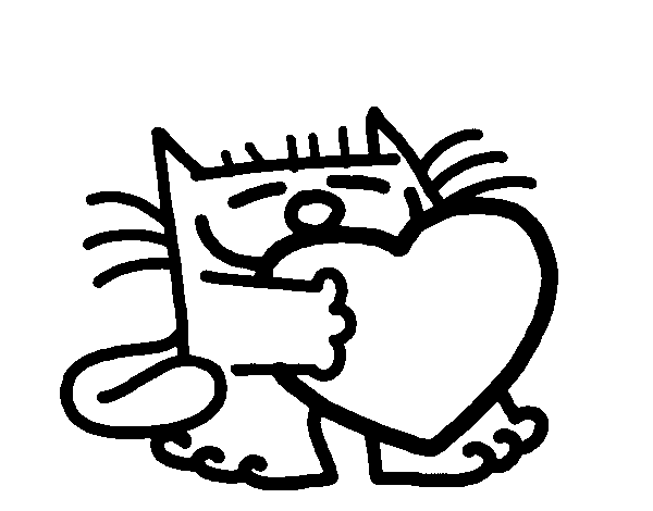 Dibujo de El gato y el corazón para Colorear