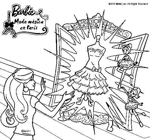 Dibujo de El vestido mágico de Barbie para Colorear 
