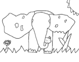 Dibujo de Elefante comiendo para colorear