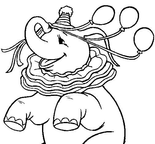 Dibujo de Elefante con 3 globos para Colorear