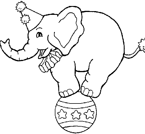 Dibujo de Elefante encima de una pelota para Colorear