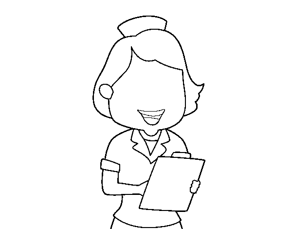 Dibujo de Enfermera sonriente para Colorear