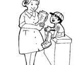 Dibujo de Enfermera y niño para colorear