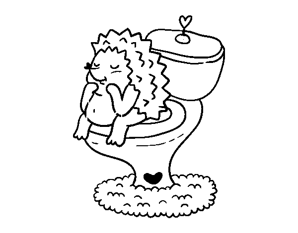 Dibujo de Erizo en el baño para Colorear