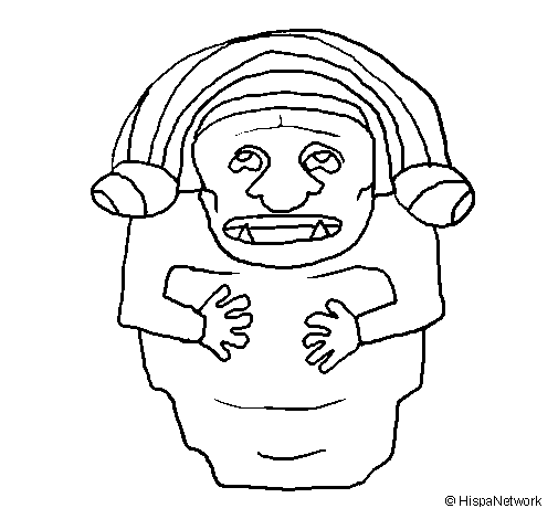 Dibujo de Estatua demonio maya para Colorear