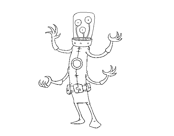 Dibujo de Extraterrestre con cuatro brazos para Colorear
