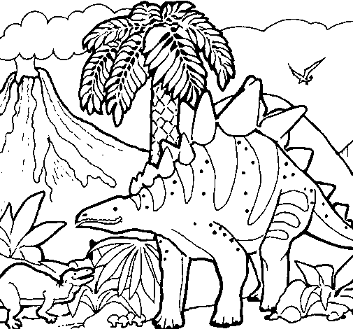 Dibujo de Familia de Tuojiangosaurios para Colorear