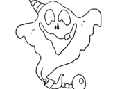 Dibujo de Fantasma con sombrero de fiesta para colorear