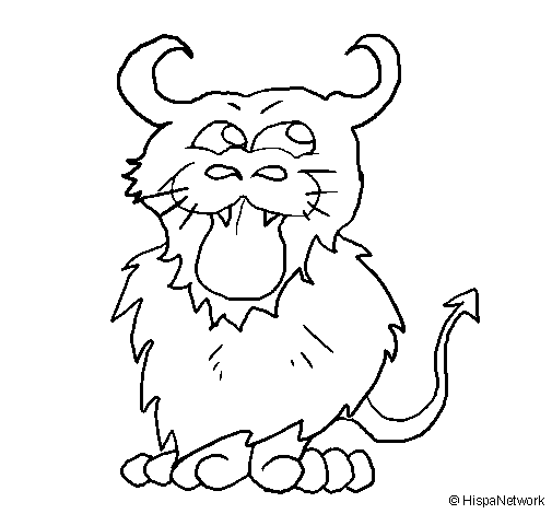 Dibujo de Felino con cuernos para Colorear