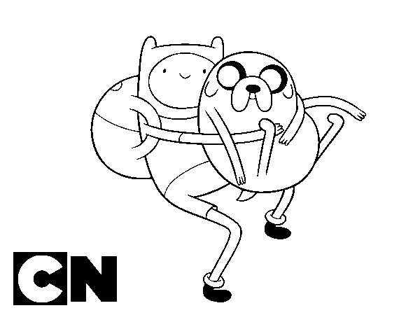 Dibujo de Finn y Jake abrazados para Colorear