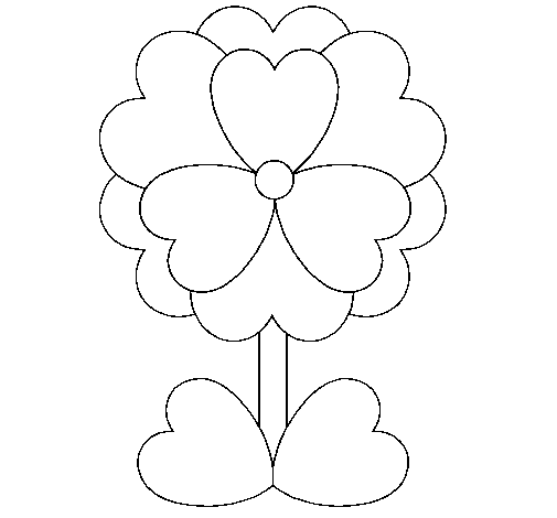 Dibujo de Flor de corazones para Colorear