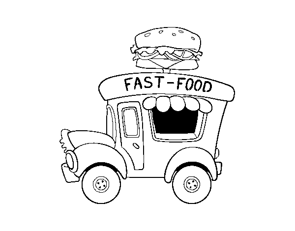 Dibujo de Food truck de hamburguesas para Colorear