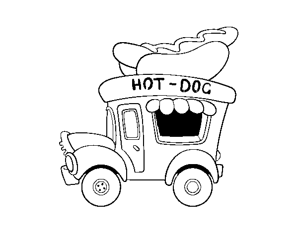 Dibujo de Food truck de perritos calientes para Colorear