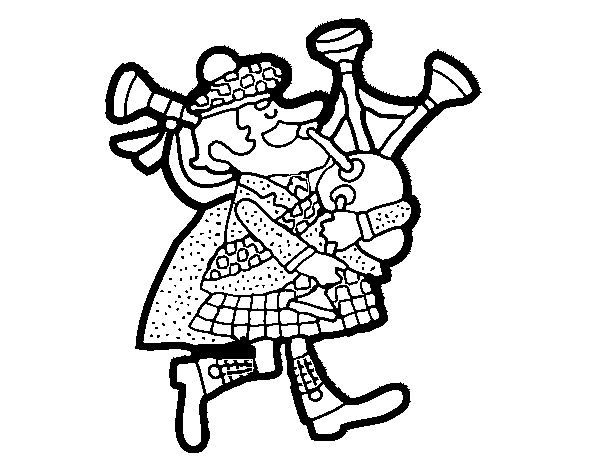 Dibujo de Gaitero escocés para Colorear