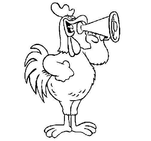 Dibujo de Gallo con un altavoz para Colorear