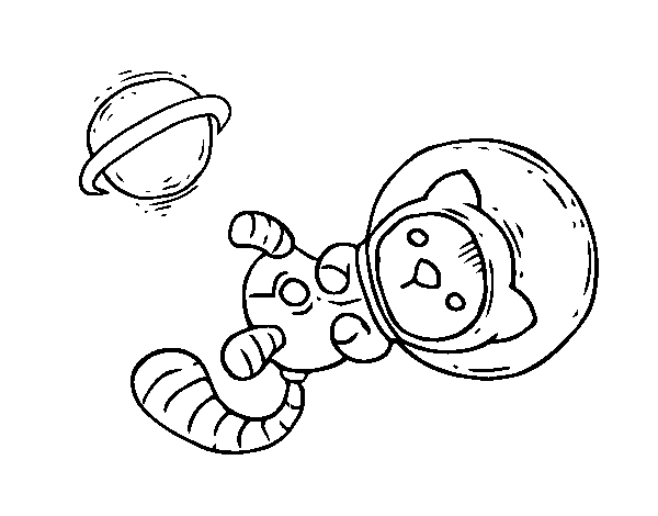 Dibujo de Gatito astronauta para Colorear