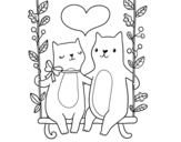 Dibujo de Gatitos enamorados para colorear