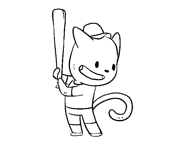 Dibujo de Gato bateador para Colorear