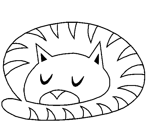 Dibujo de Gato durmiendo para Colorear 