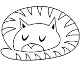 Dibujo de Gato durmiendo para colorear