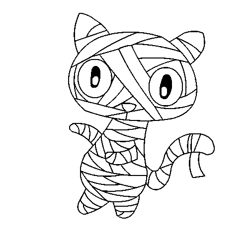 Dibujo de Gato garabato momia para Colorear
