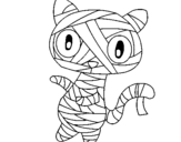 Dibujo de Gato garabato momia para colorear