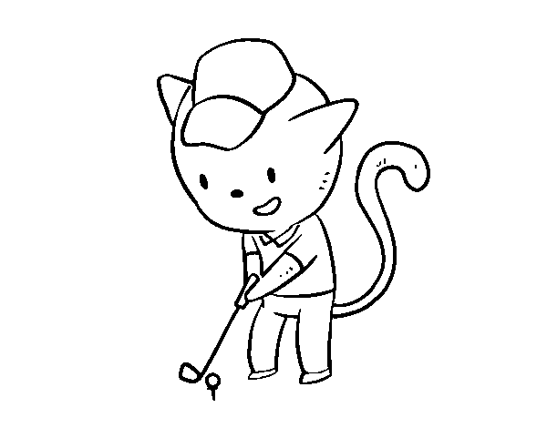 Dibujo de Gato golfista para Colorear