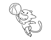Dibujo de Gato jugando a baloncesto para colorear