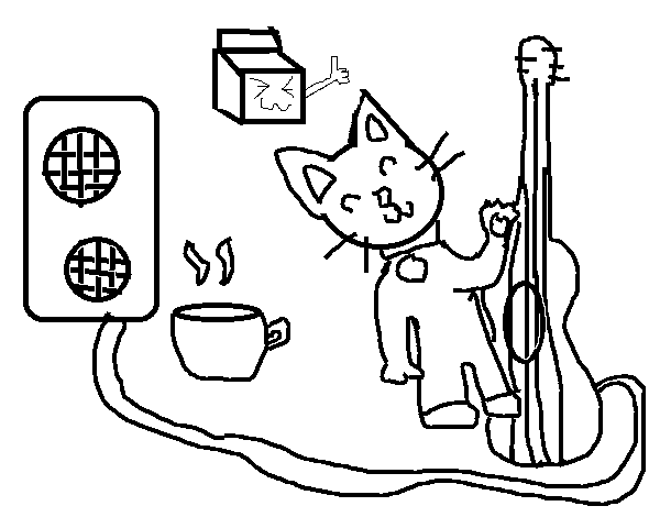 Dibujo de Gato rockero para Colorear
